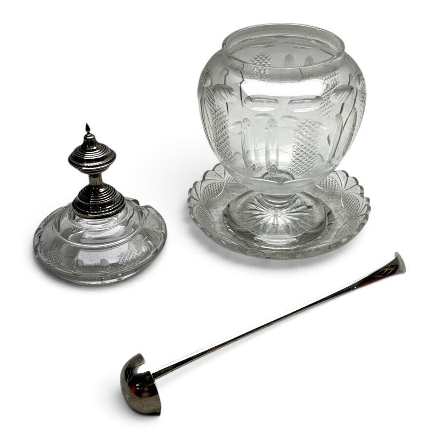 Kristallen bowlpot met onderschotel, Antiek en Kunst, Ophalen of Verzenden