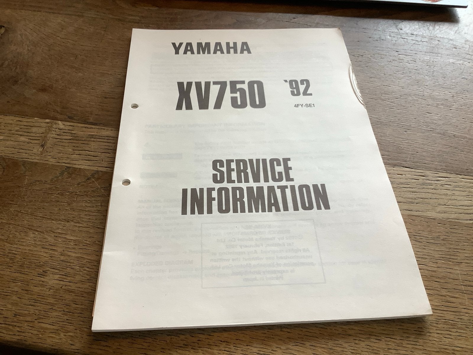 Yamaha XV750 Service Informatie Handleiding '92. (228), Verzenden, Yamaha