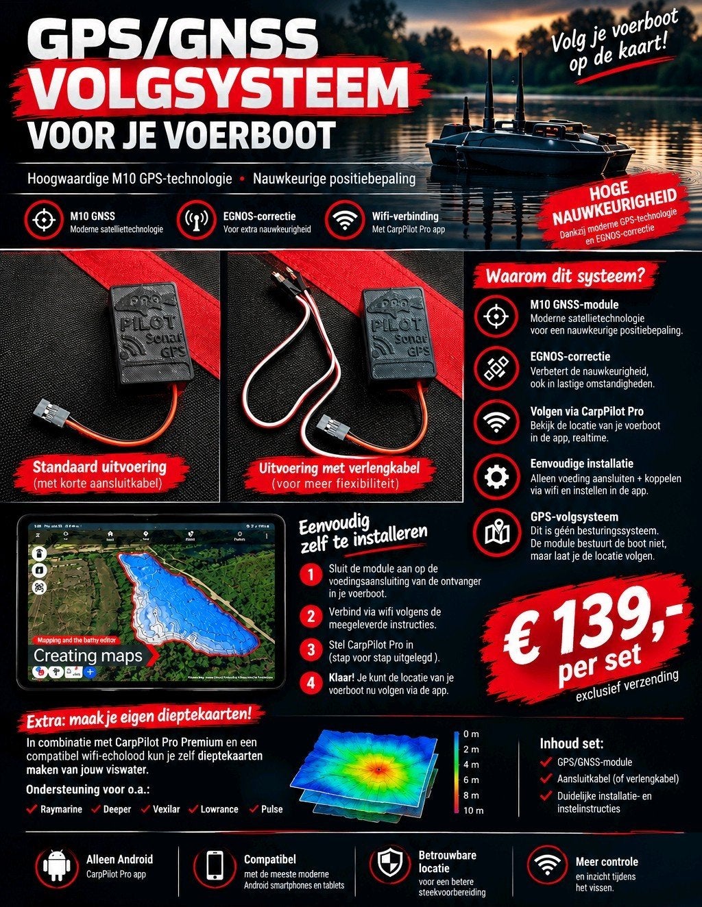 GPS Injector M10 voerboot - hoge precisie | carp pilot pro, Ophalen of Verzenden, Nieuw, Overige typen