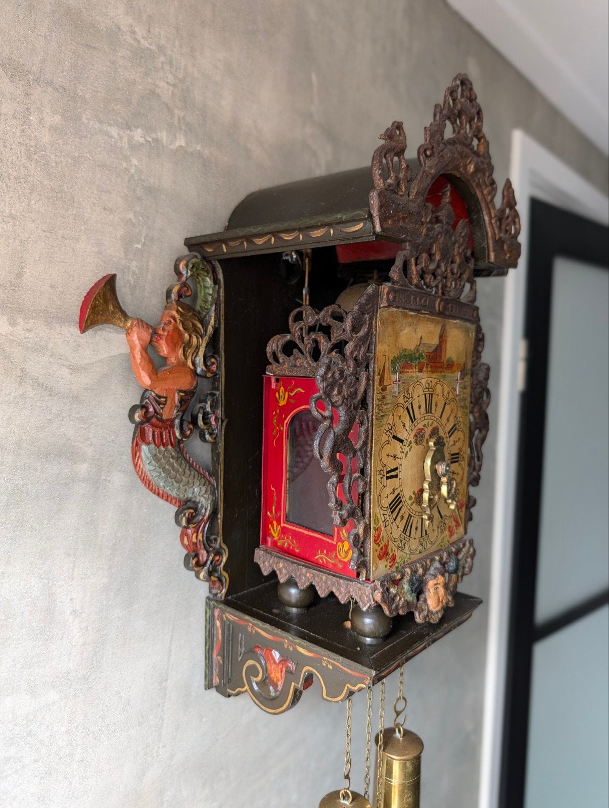 mooie antieke (Friese?) stoelklok, Antiek en Kunst, Ophalen of Verzenden