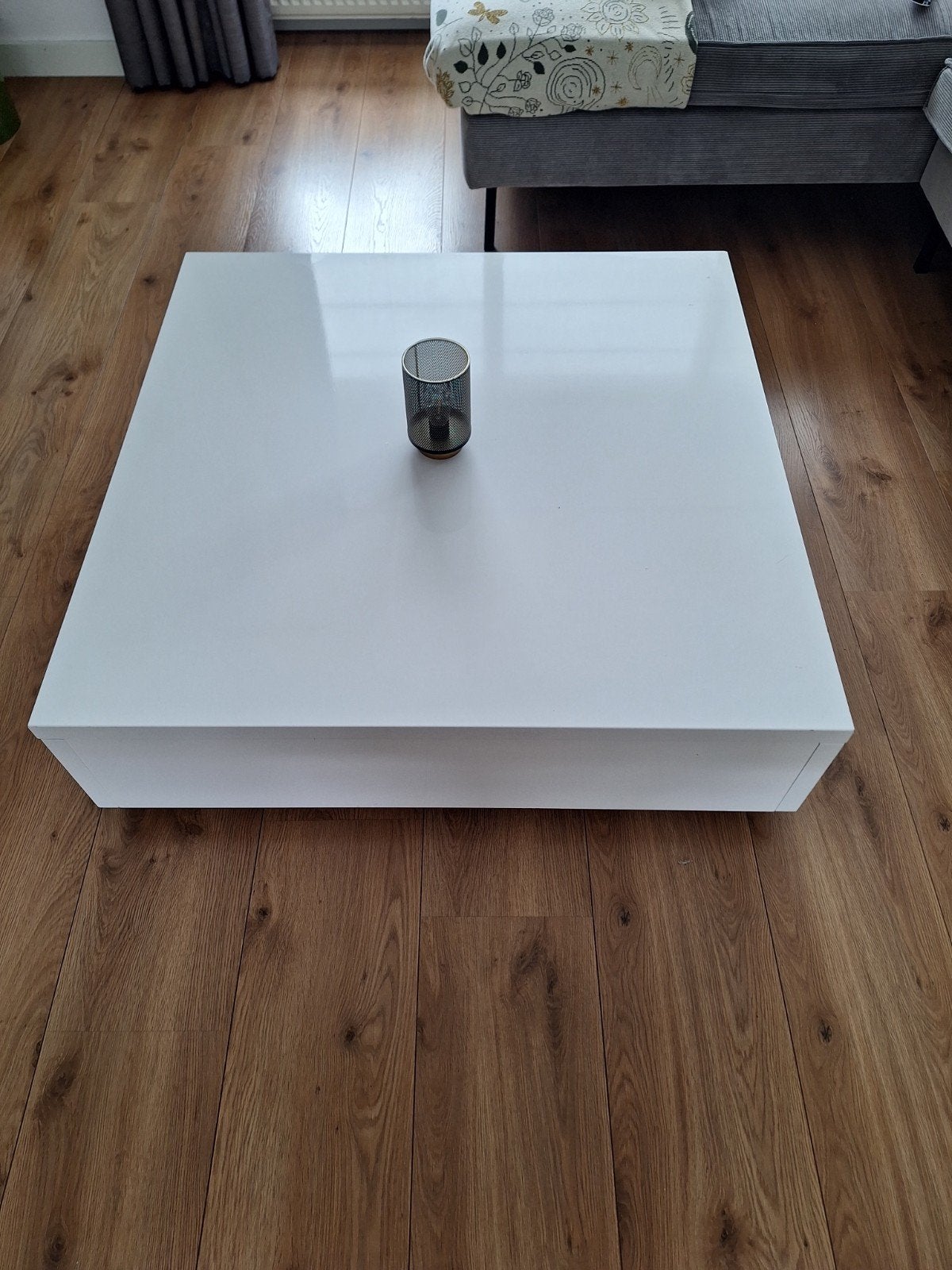 Salontafel hoogglanswit 100cm x 100cm+2 uitschuiflades, Huis en Inrichting, Ophalen, Rechthoekig, 50 tot 100 cm, 50 tot 100 cm