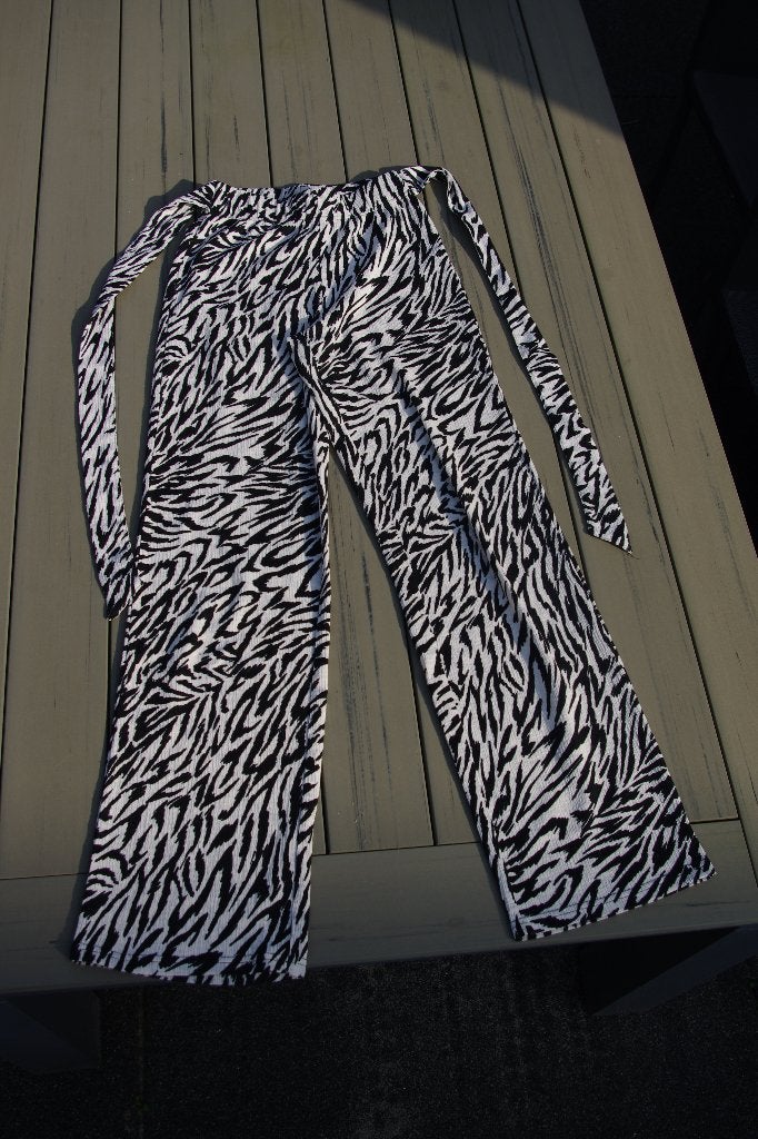 Seven Sisters flared broek zebraprint + ceintuur maat XS, Kleding | Dames, Ophalen of Verzenden, Maat 34 (XS) of kleiner, Lang