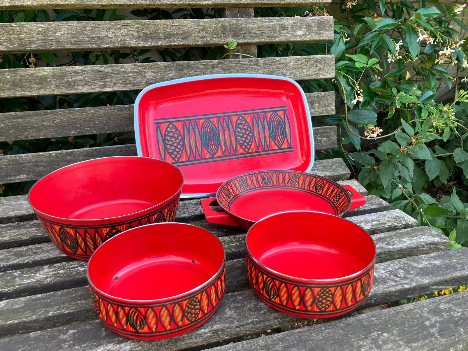 Retro emaille metalen schalen, dienblad, jaren 60/70, Ophalen of Verzenden, Huis en Inrichting