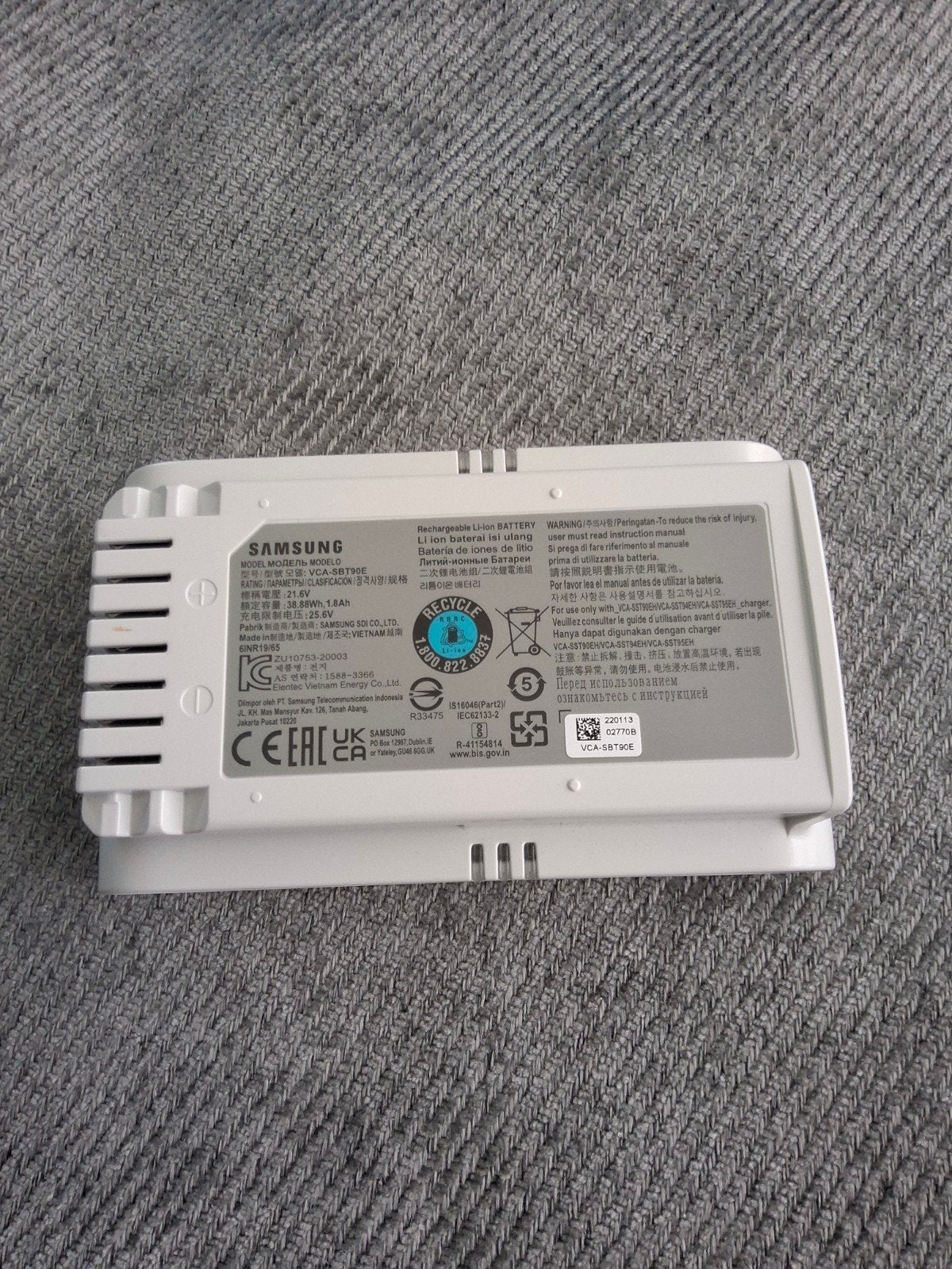 Originele Samsung accu VCA-SBT90E voor steelstofzuiger Jet, Ophalen of Verzenden, Zo goed als nieuw, Steelstofzuiger, Samsung