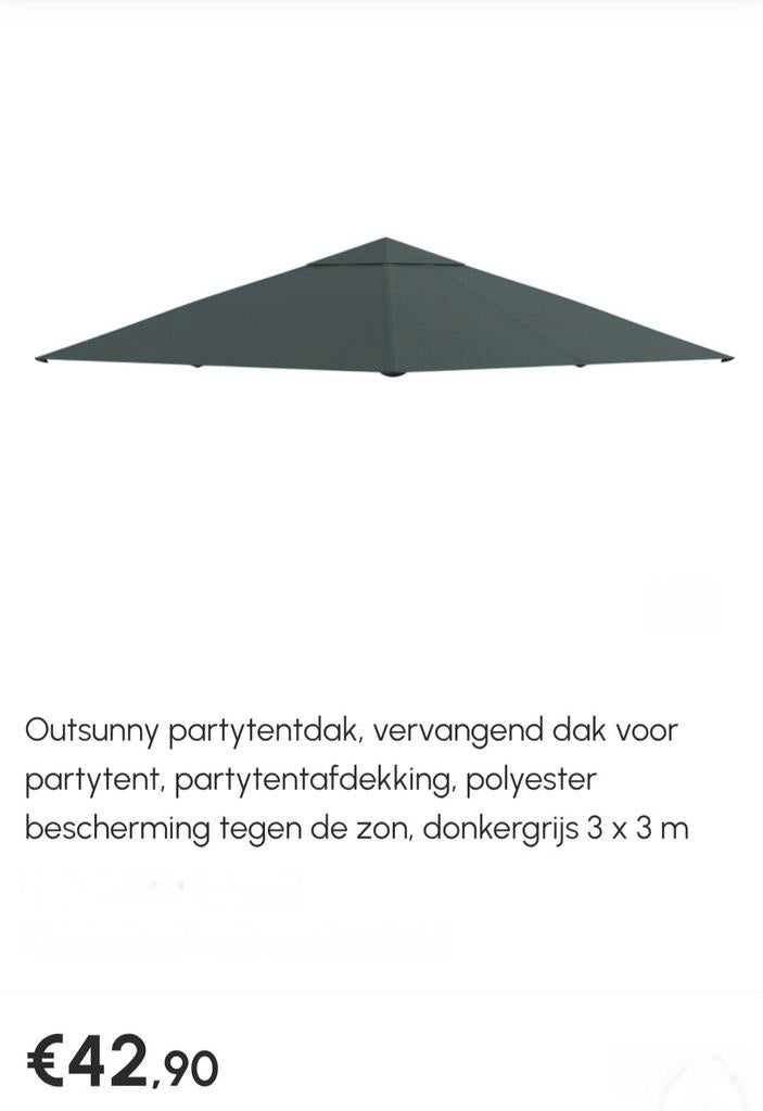 Outsunny partytentdak, vervangend dak voor partytent 3x3m, Partytent, Minder dan 4 meter, Nieuw, Minder dan 5 meter