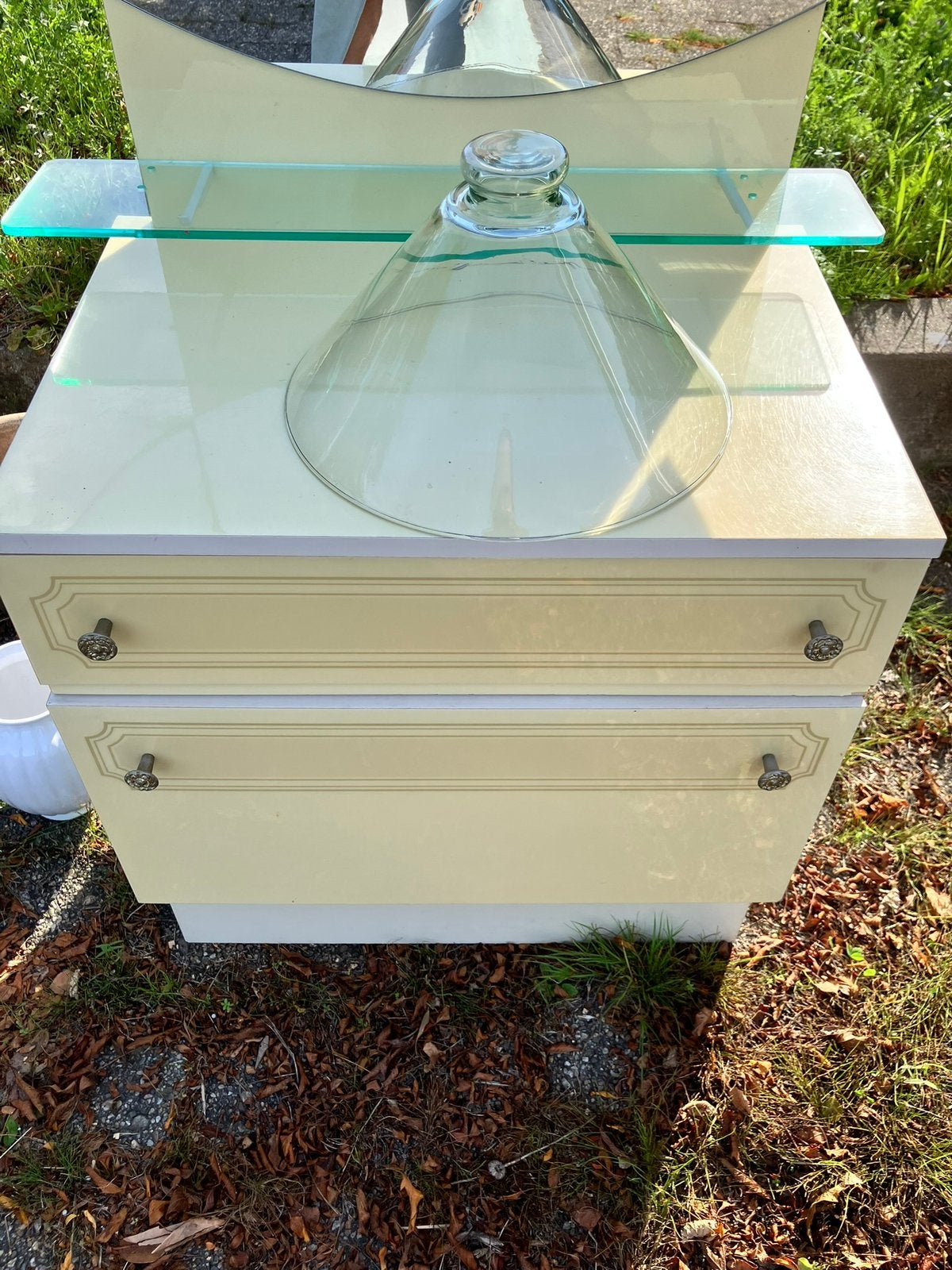 Gratis af te halen. Vintage/retro kaptafel met spiegel, Ophalen, Gebruikt, 50 tot 100 cm, Minder dan 100 cm