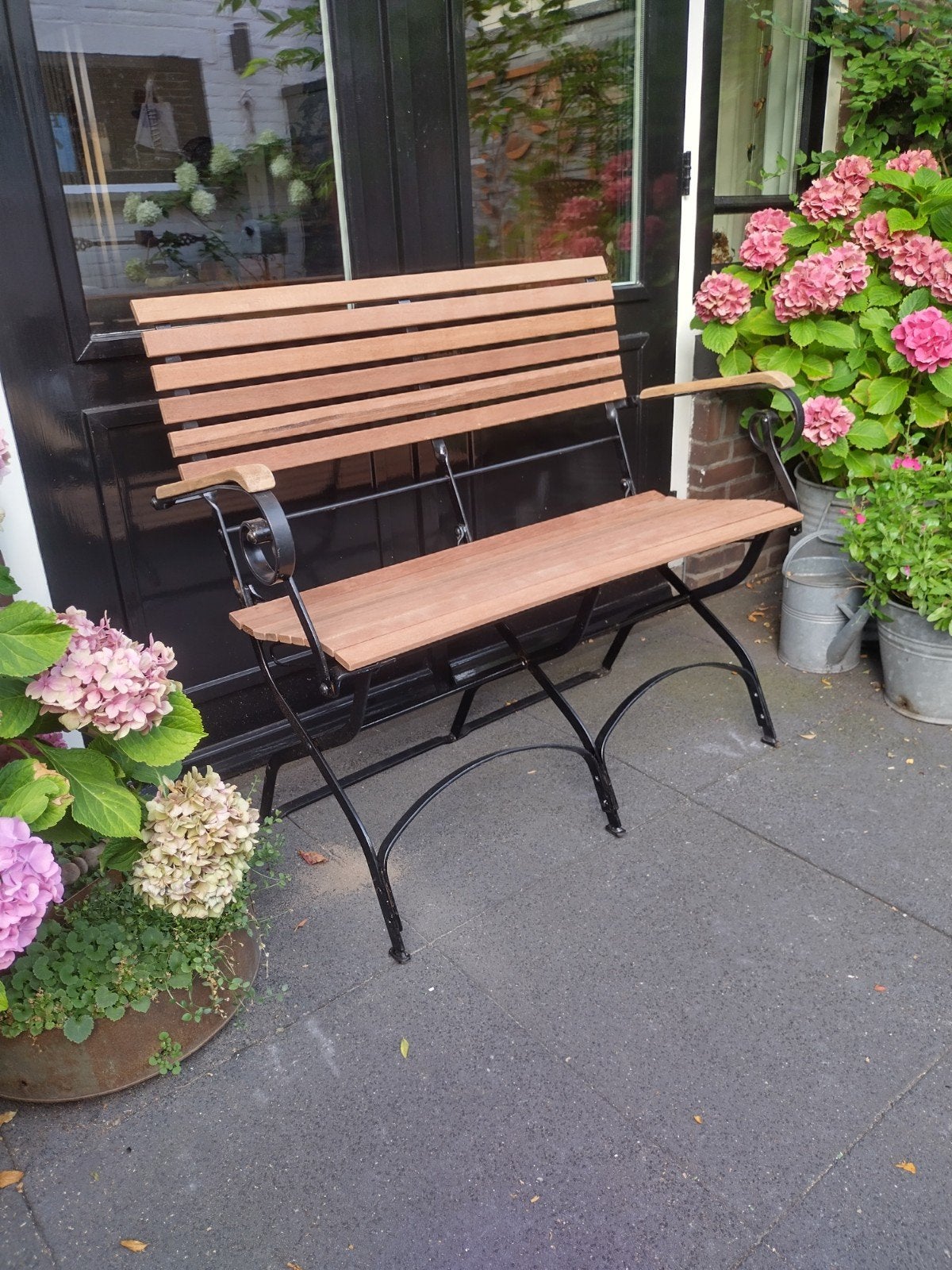 Inklapbare hardhouten tuinbank, Tuin en Terras, Ophalen, Gebruikt, Hout