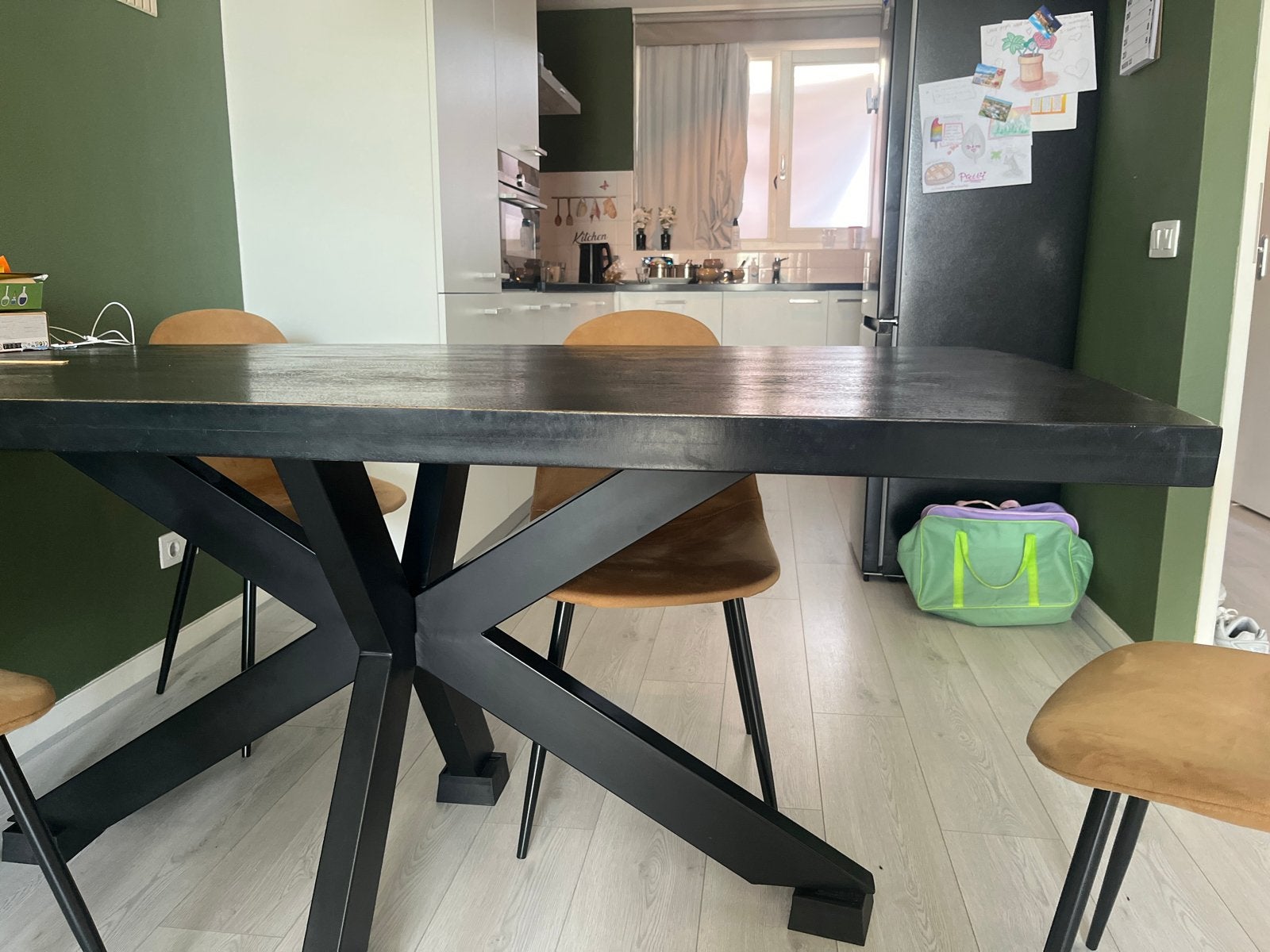 Eettafel 180x100 cm met Spinnenpoot - 5 cm dik, Ophalen, Gebruikt, 100 tot 150 cm, 150 tot 200 cm