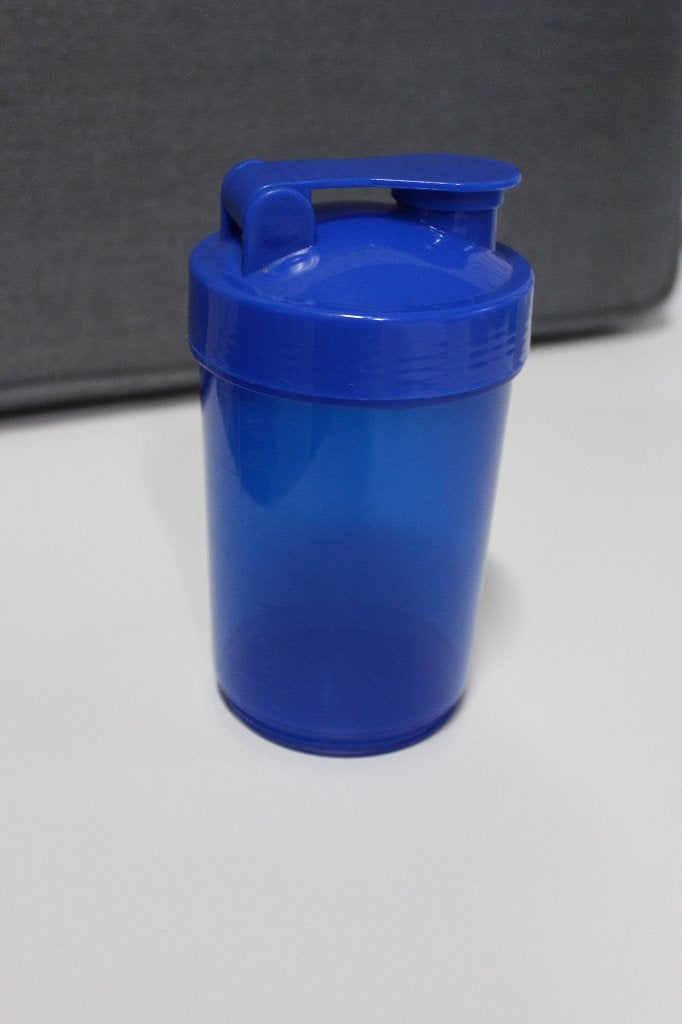 Blauwe doorzichtige shaker 500 ml, Ophalen of Verzenden, Zo goed als nieuw
