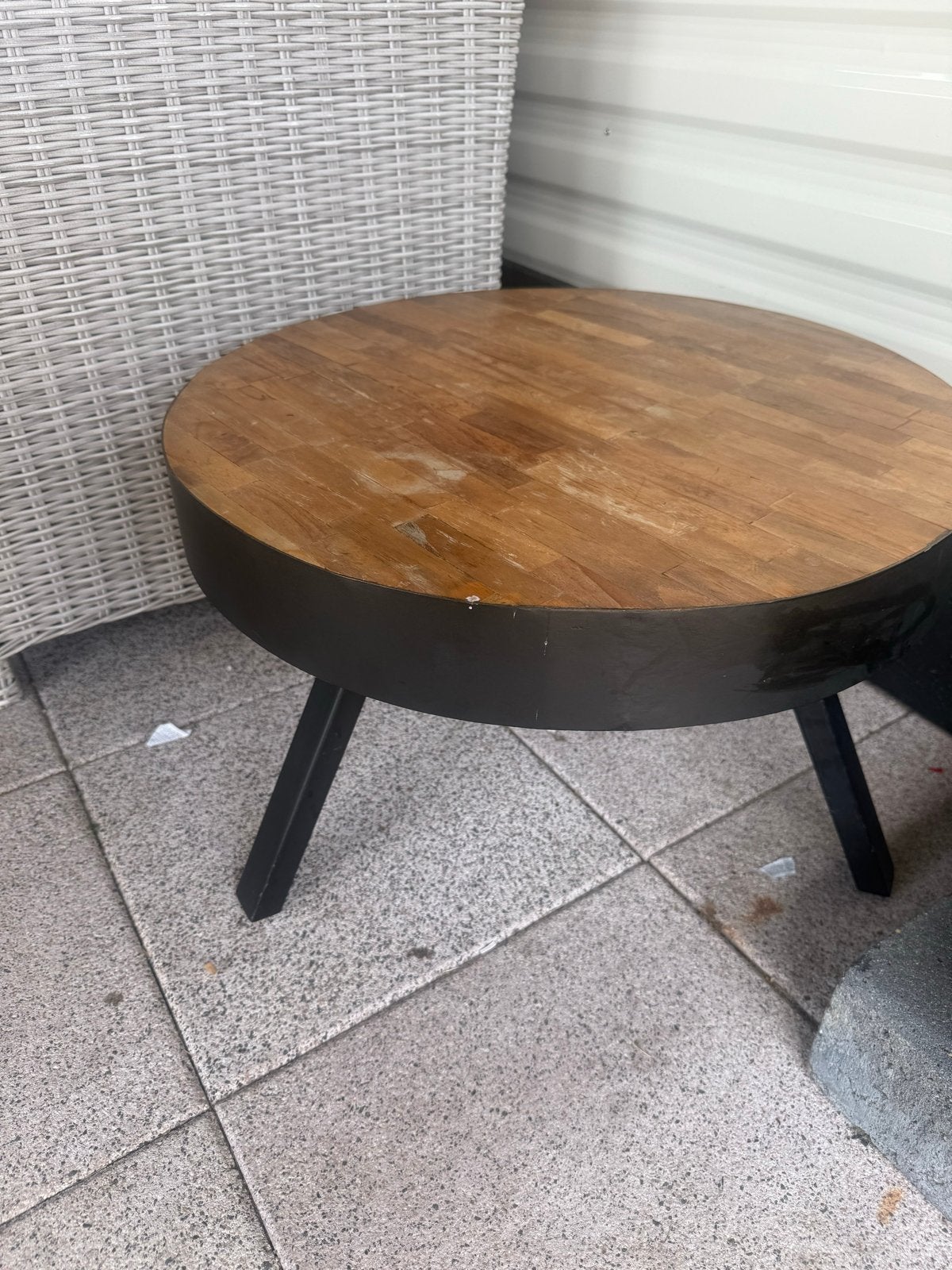 Ronde Bijzettafel Hout en Metaal - Gebruikt, Ophalen, Minder dan 45 cm, Minder dan 55 cm, Gebruikt