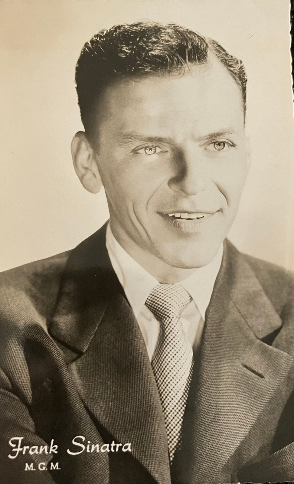 Oude ansichtkaart met Zanger-Filmster Frank Sinatra M.G.M, Verzamelen, Ophalen of Verzenden, 1940 tot 1960, Ongelopen, Sterren en Beroemdheden