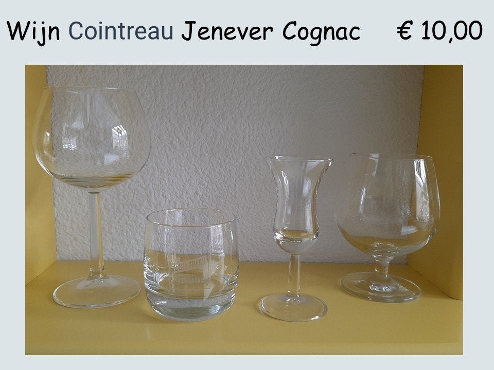 wijn glas, Cointreau glas, borrel glas, cognac glas, Ophalen, Zo goed als nieuw, Overige typen