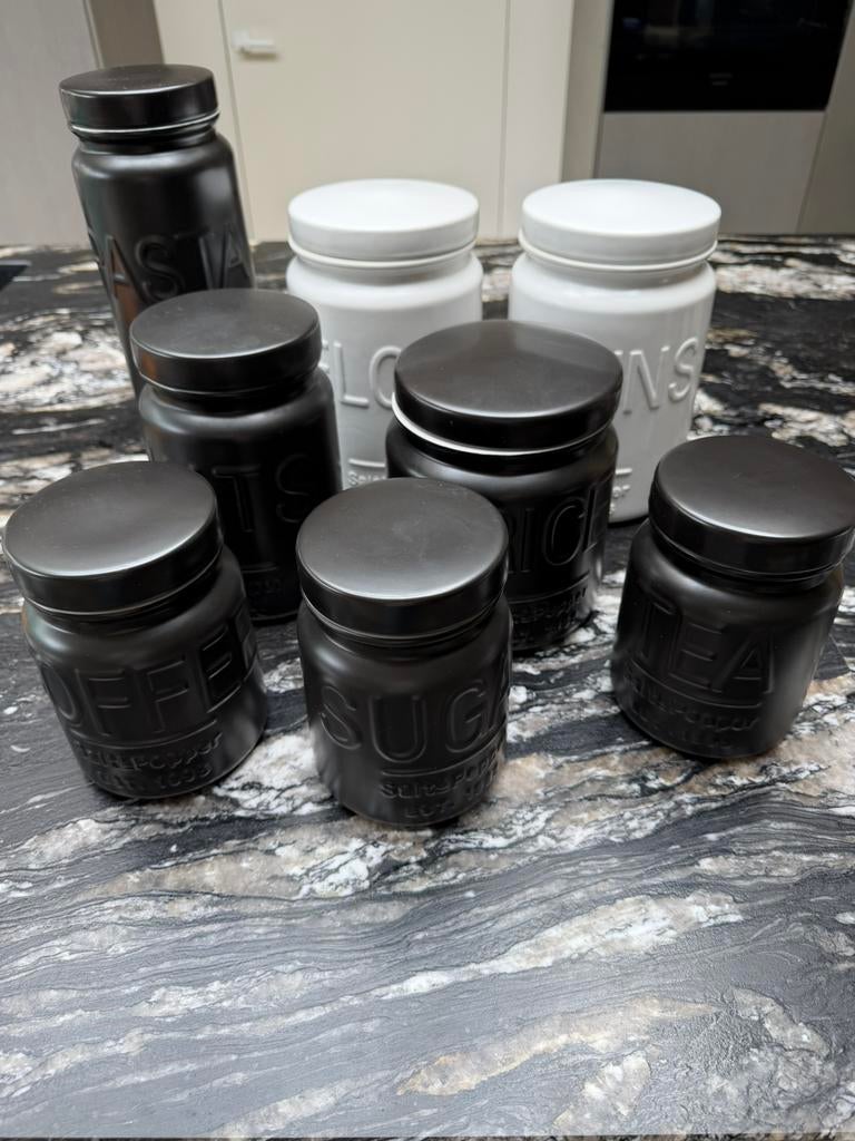 Voorraad potten Salt & Pepper, Ophalen of Verzenden, Zo goed als nieuw, Glas, Pot, Bus of Blik