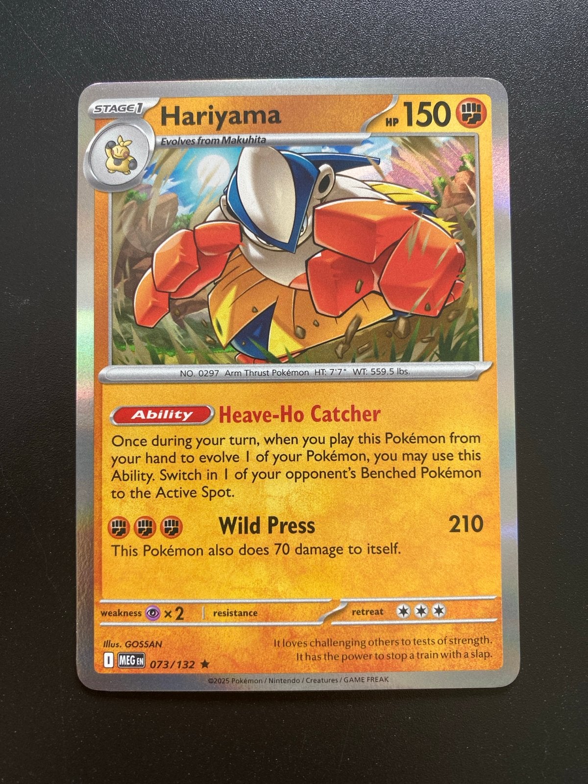 Hariyama 073/132 Rare Holo Pokémon Mega Evolution, Ophalen of Verzenden, Zo goed als nieuw, Losse kaart, Foil