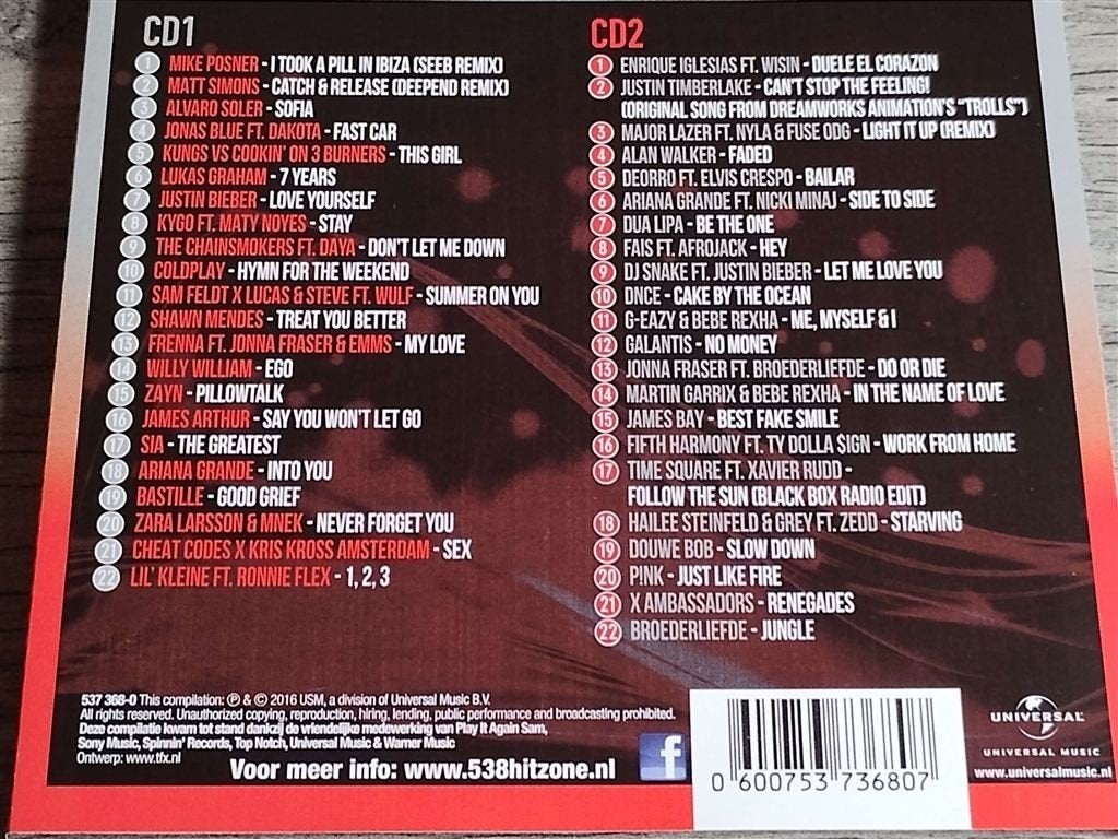 Hitzone - Best Of 2016 [2 CD], Cd's en Dvd's, Ophalen of Verzenden, Zo goed als nieuw, Pop