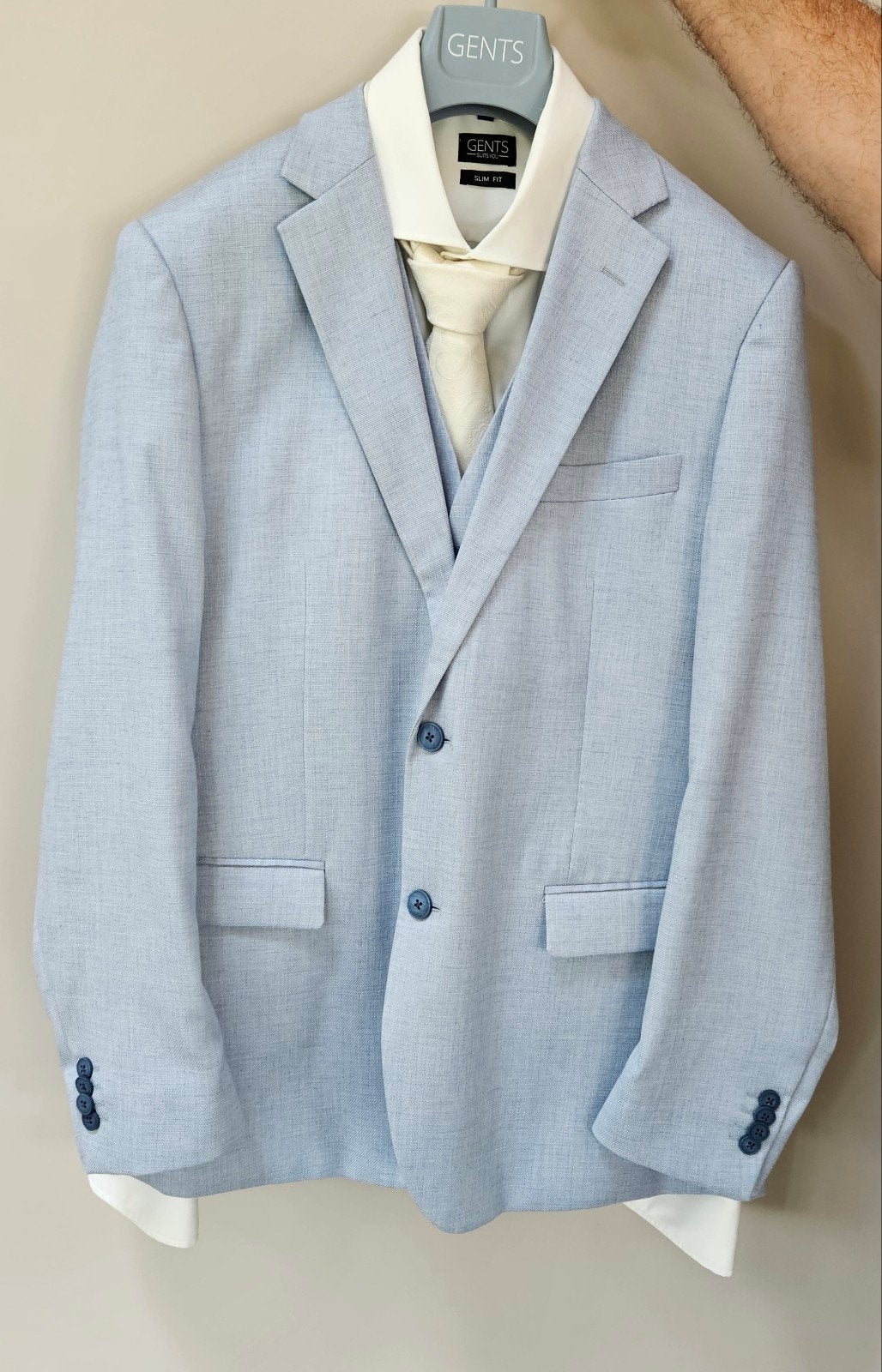 GENTS trouwpak lichtblauw - maat 54, Kleding | Heren, Ophalen, Maat 52/54 (L), Blauw, GENTS
