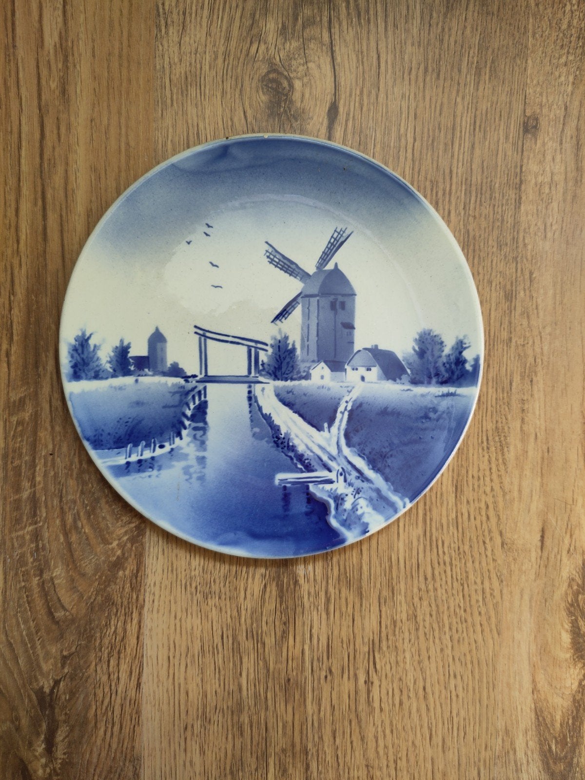 Delfts blauw wandbord met molen en ophaalbrug, Antiek en Kunst, Antiek | Wandborden en Tegels, Ophalen of Verzenden