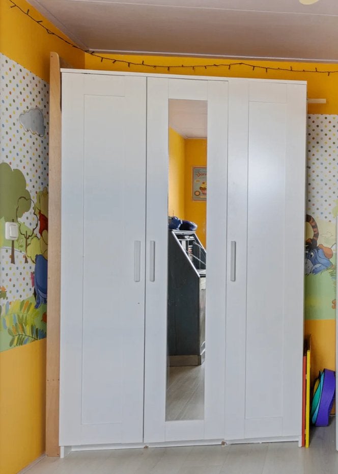 IKEA Brimnes kledingkast met spiegeldeur, Huis en Inrichting, Kasten | Kledingkasten, Gebruikt, 150 tot 200 cm, 100 tot 150 cm