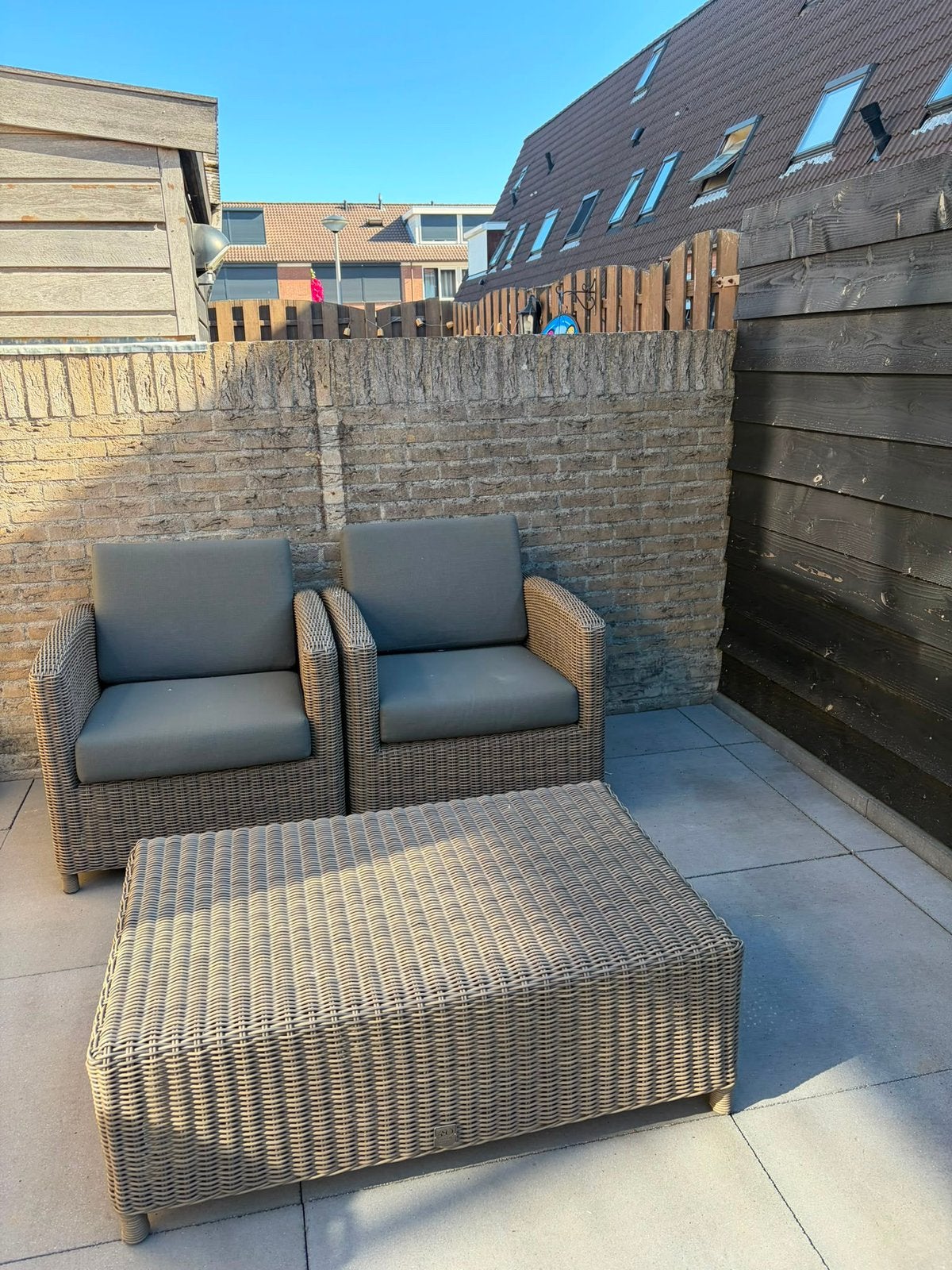 4 Seasons outdoor, 2 stoelen + tafel, Tuin en Terras, Tuinsets en Loungesets, Ophalen, Zo goed als nieuw, Wicker, 2 zitplaatsen
