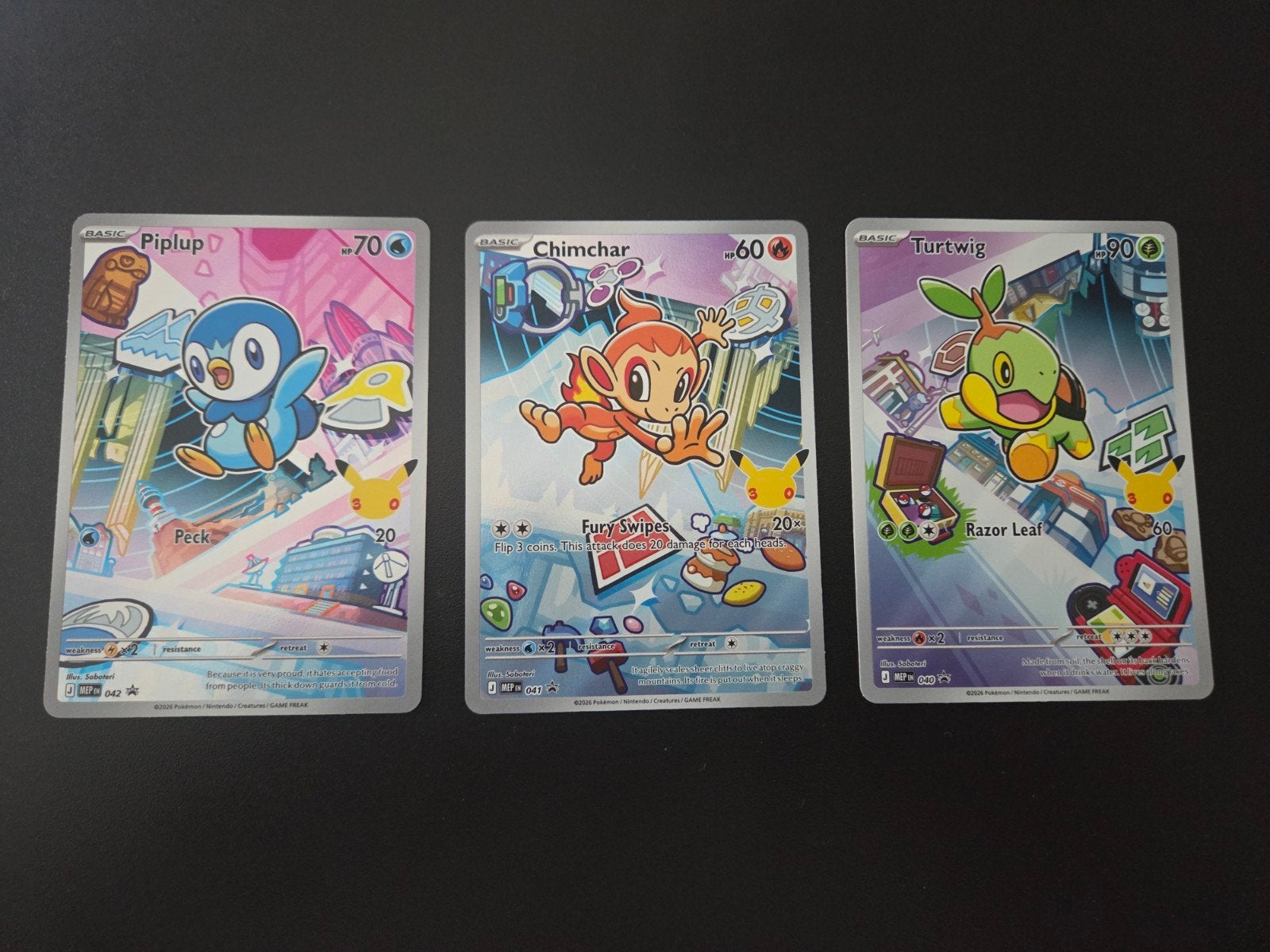 Pokémon Kaarten: Piplup, Chimchar, Turtwig (Celebrations), Ophalen of Verzenden, Zo goed als nieuw, Meerdere kaarten