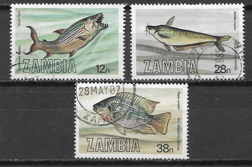 Zambia 1983 Vis brasem barbeel gebruikt, Ophalen of Verzenden, Zambia, Gestempeld