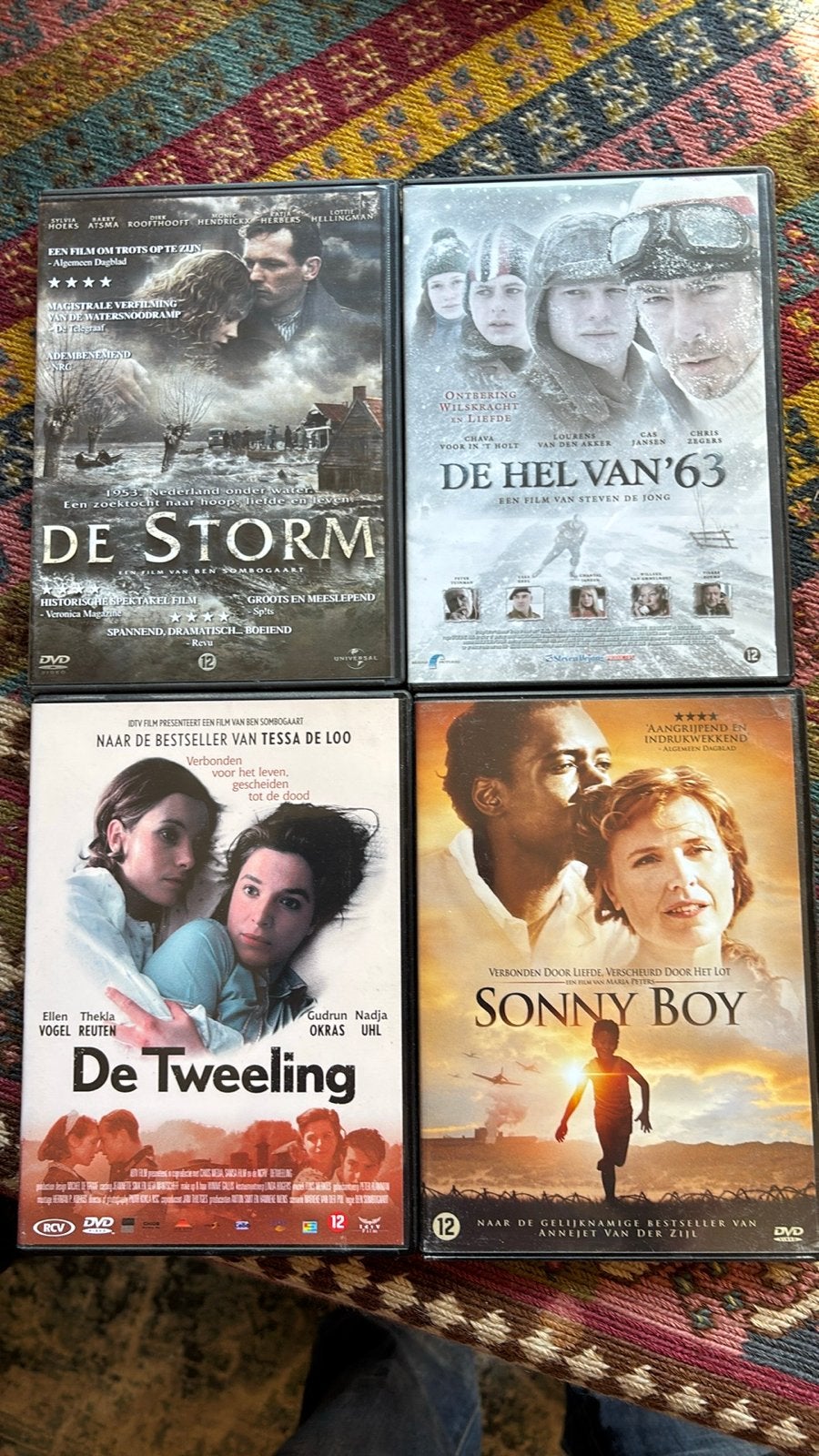 4 Nederlandse films: De Storm, De Hel van '63, De Tweeling,, Gebruikt, Nederlands, Vanaf 12 jaar, Inclusief doosje