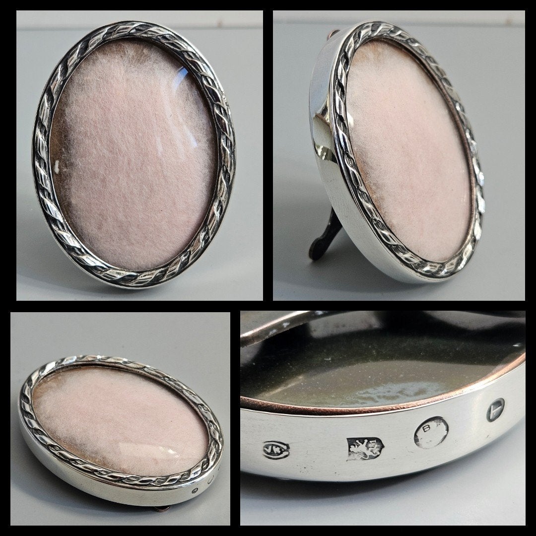 antiek zilver,  Nederlands zilveren fotolijstje, bol glas, Ophalen of Verzenden, Zilver