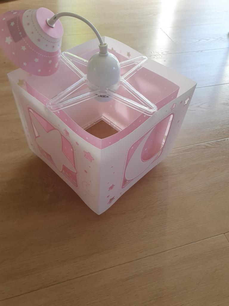 Roze kinderlamp met sterren en maan (glow in the dark), Ophalen, Zo goed als nieuw