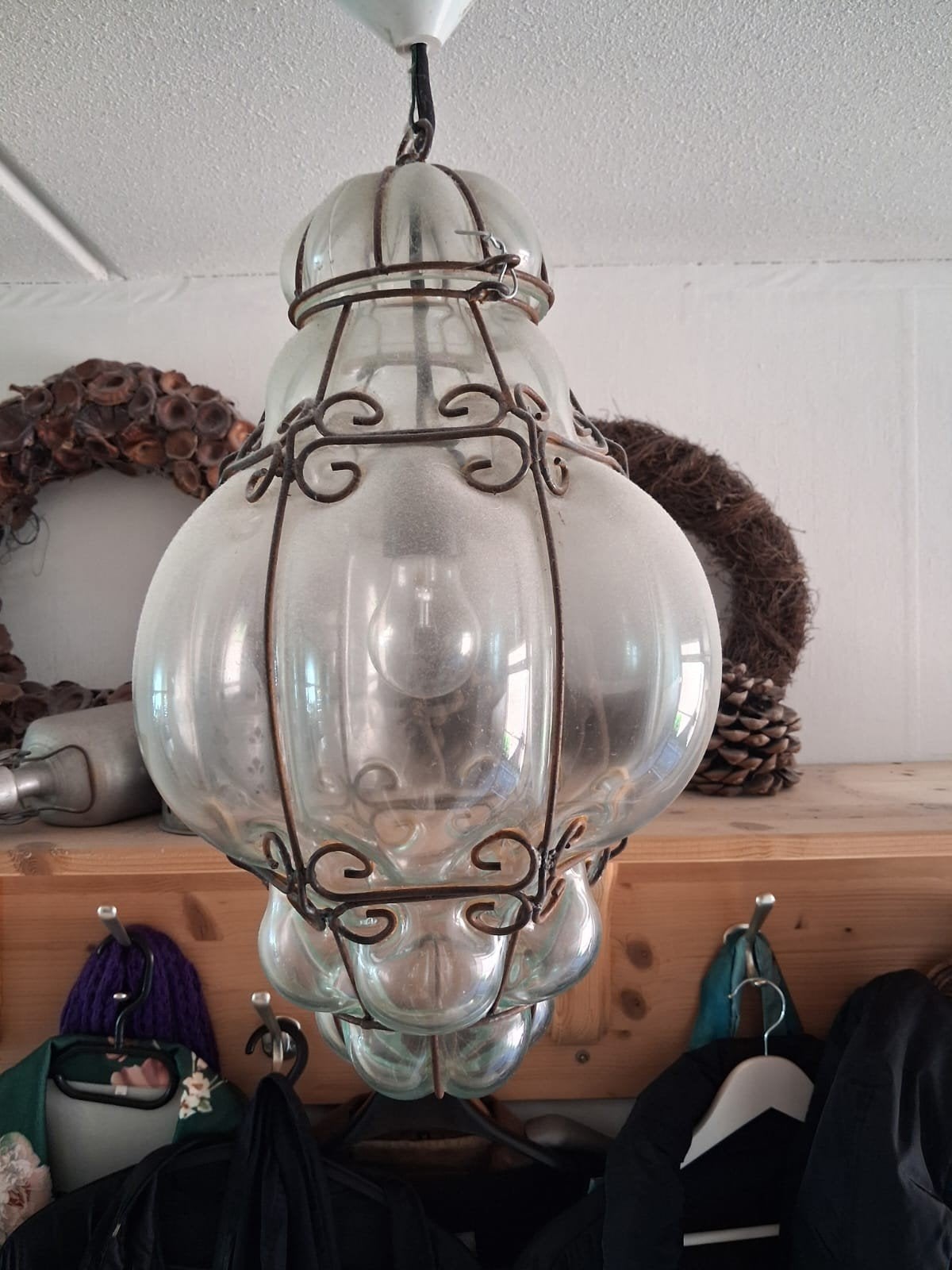 Venetiaanse lamp, Ophalen, Gebruikt, Glas, E27 (groot)