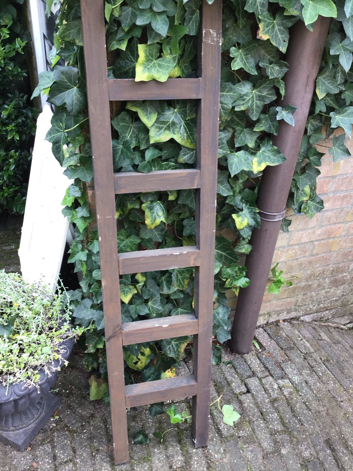 Decoratieve houten ladder voor planten of handdoeken, Ophalen of Verzenden, Gebruikt, Ladder, Minder dan 2 meter