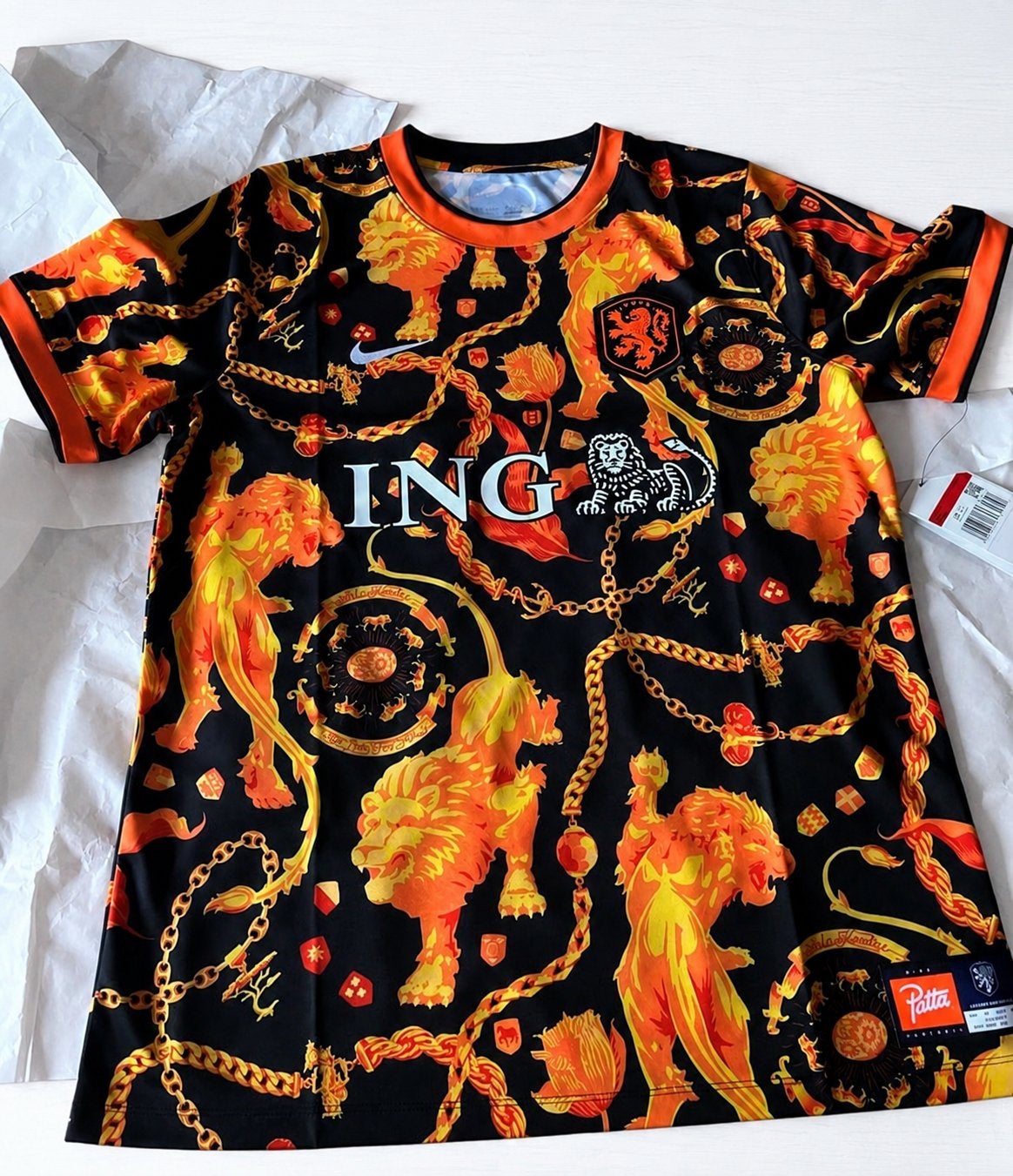 Patta x Nike x KNVB Pre-Match Jersey – Maat L, Maat 52/54 (L), Nieuw, Oranje, Ophalen of Verzenden