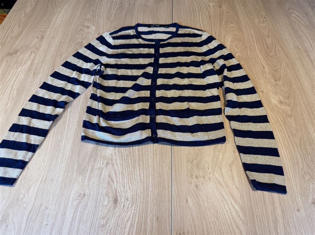 Lauren Ralph Lauren Navy Cardigan Gouden Strepen Maat M, Maat 38/40 (M), Blauw, Ophalen of Verzenden, Zo goed als nieuw