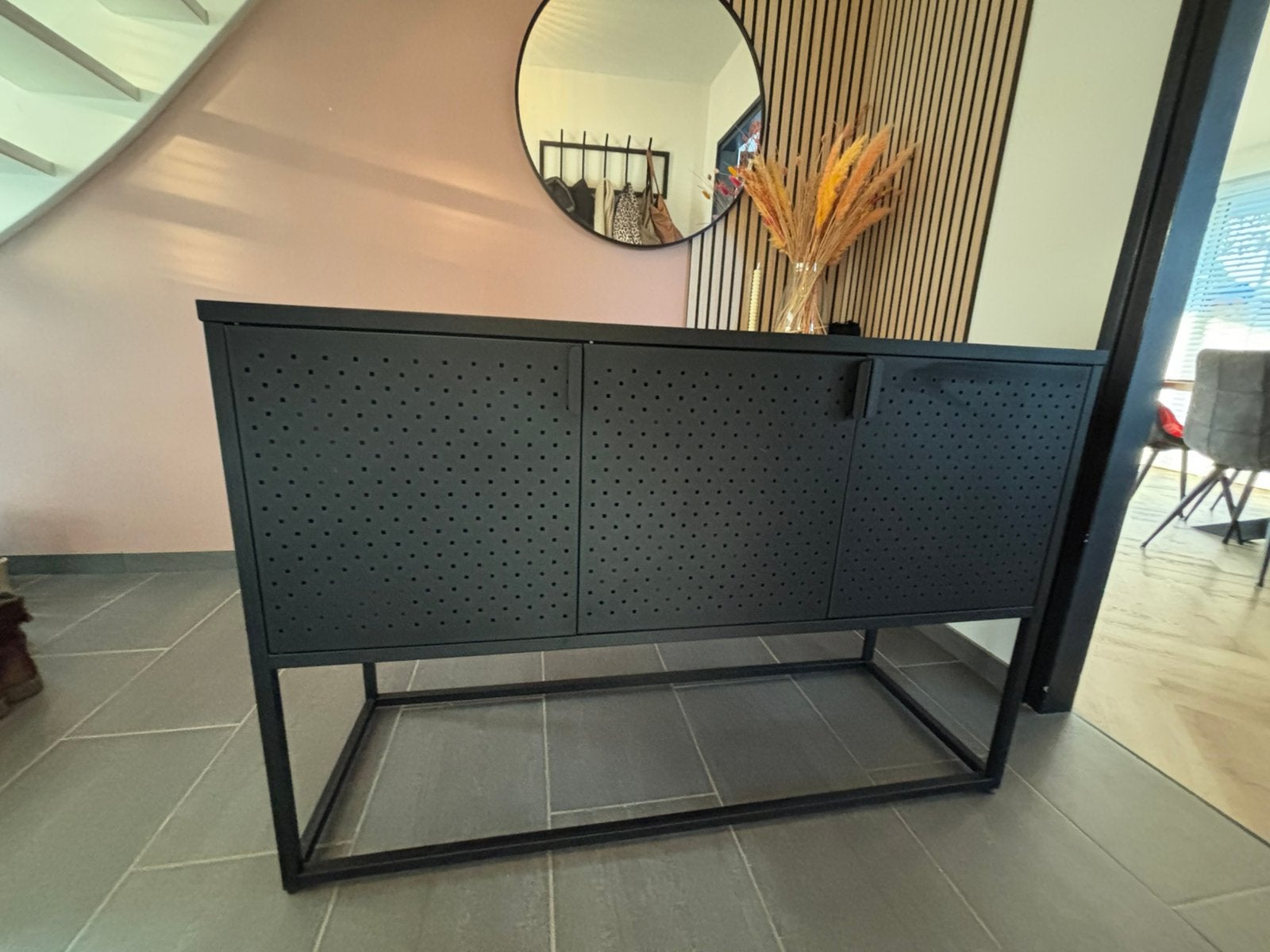 JYSK VIRUM Dressoir Zwart met 3 Deuren, 100 tot 150 cm, Ophalen of Verzenden, Zo goed als nieuw, Metaal