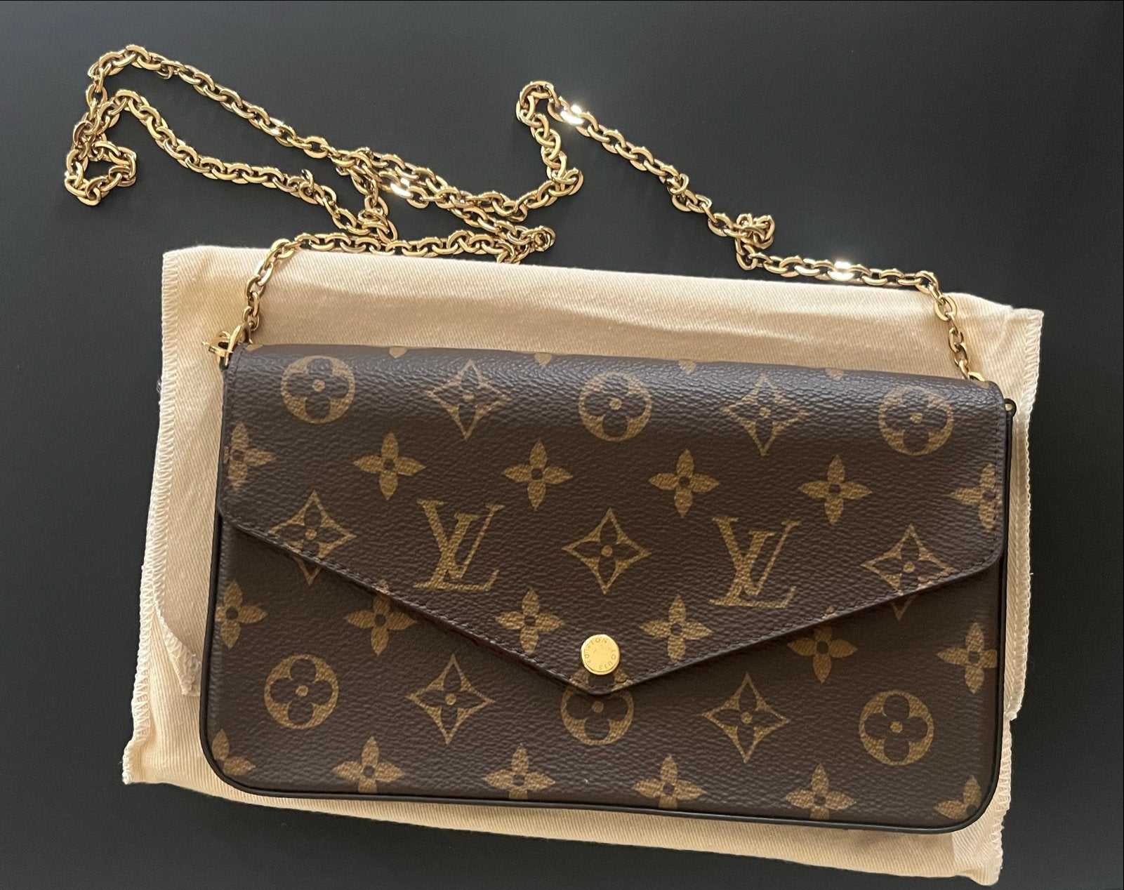 Louis Vuitton Pochette Félicie Monogram orgineel, Ophalen, Zo goed als nieuw, Bruin, Schoudertasje