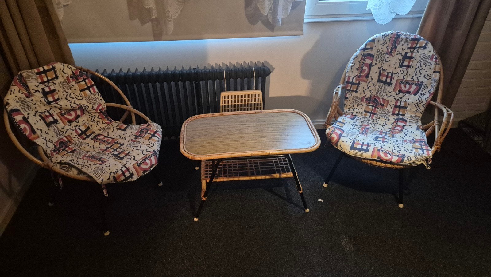 Vintage Bamboe Stoelen en Bijzettafel Set, Ophalen