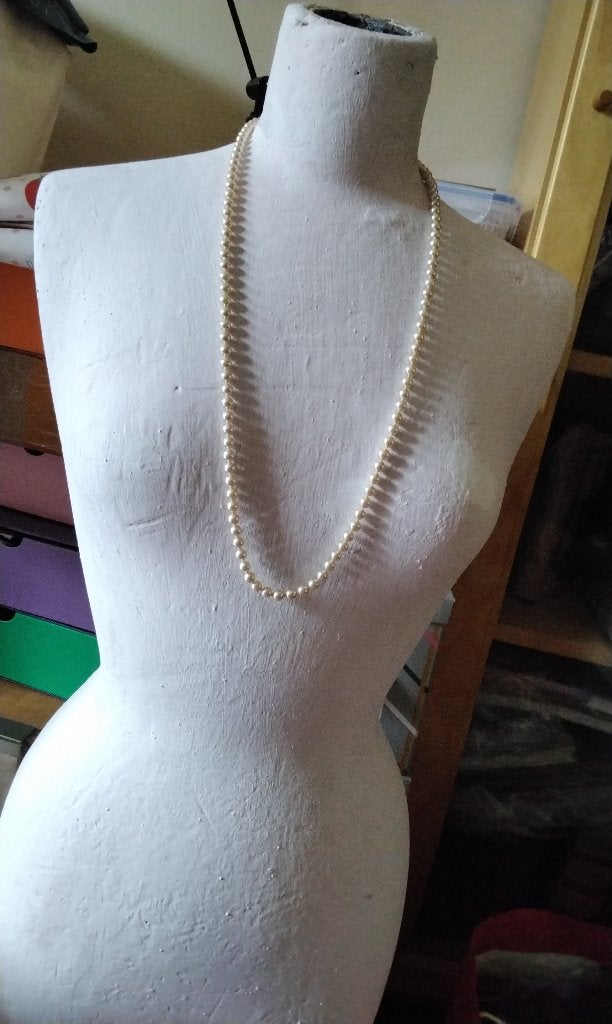Vintage Parelketting Lange parels ketting, Ophalen of Verzenden, Gebruikt, Wit, Overige materialen