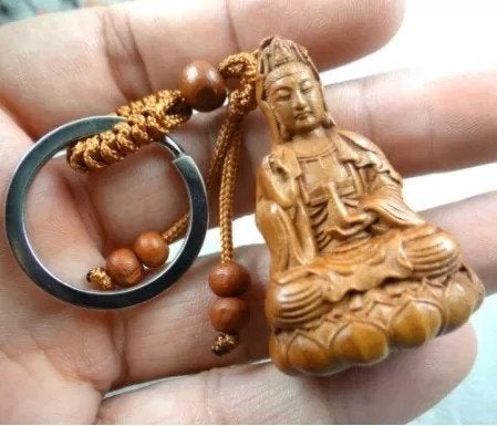 Sleutelhanger Boeddha – Bruin – Guanyin, Osseweg 48, 5351AE Berghem, Timmer Gems, Verzenden, Nieuw
