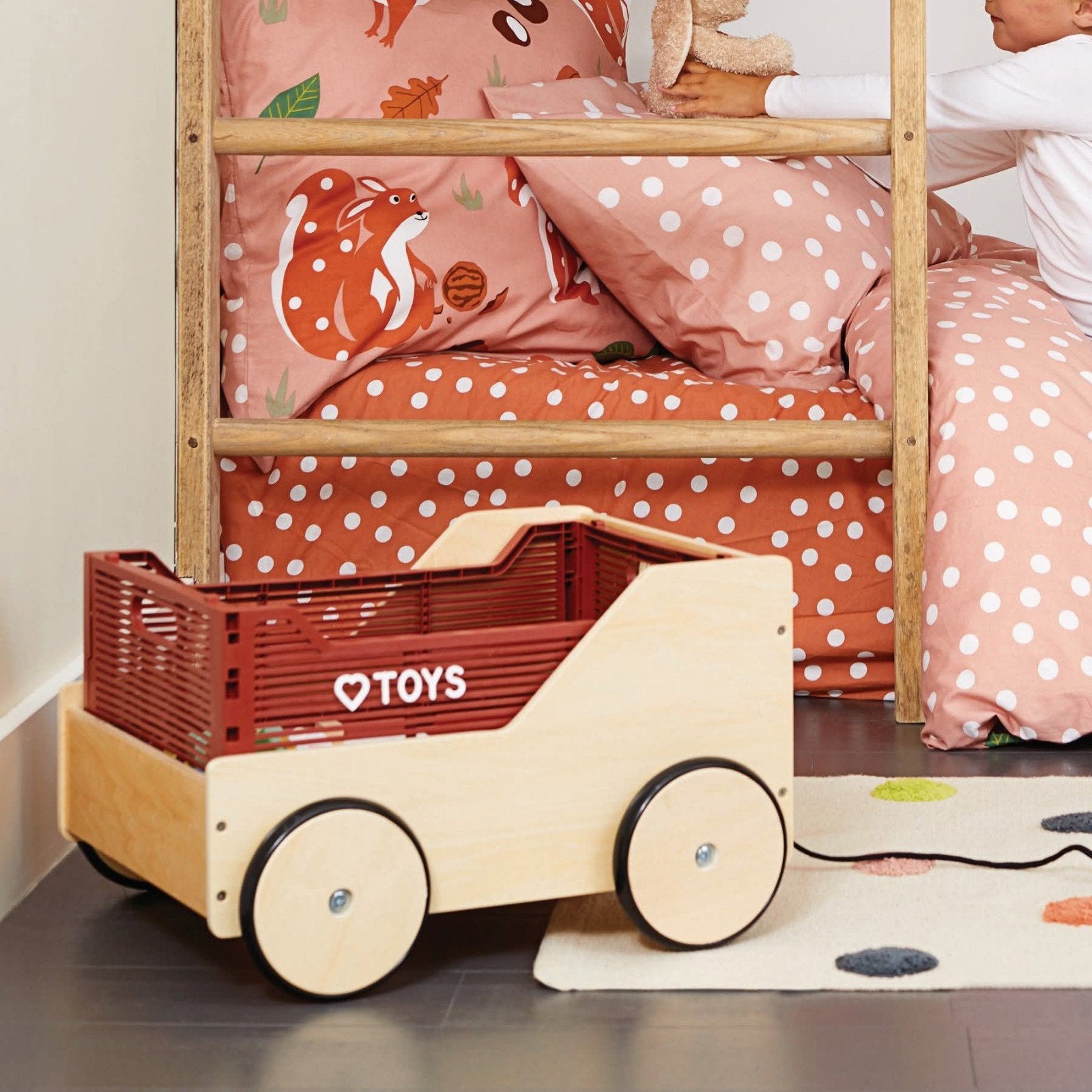 2 Houten Karretjes met Hema Kratten - Ideaal voor Speelgoed, Ophalen of Verzenden, Gebruikt, Jongen of Meisje
