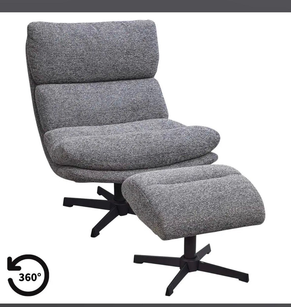 Leen Bakker fauteuil Bobbi grijs met hocker - Enschede, Ophalen, Nieuw, 75 tot 100 cm, 50 tot 75 cm