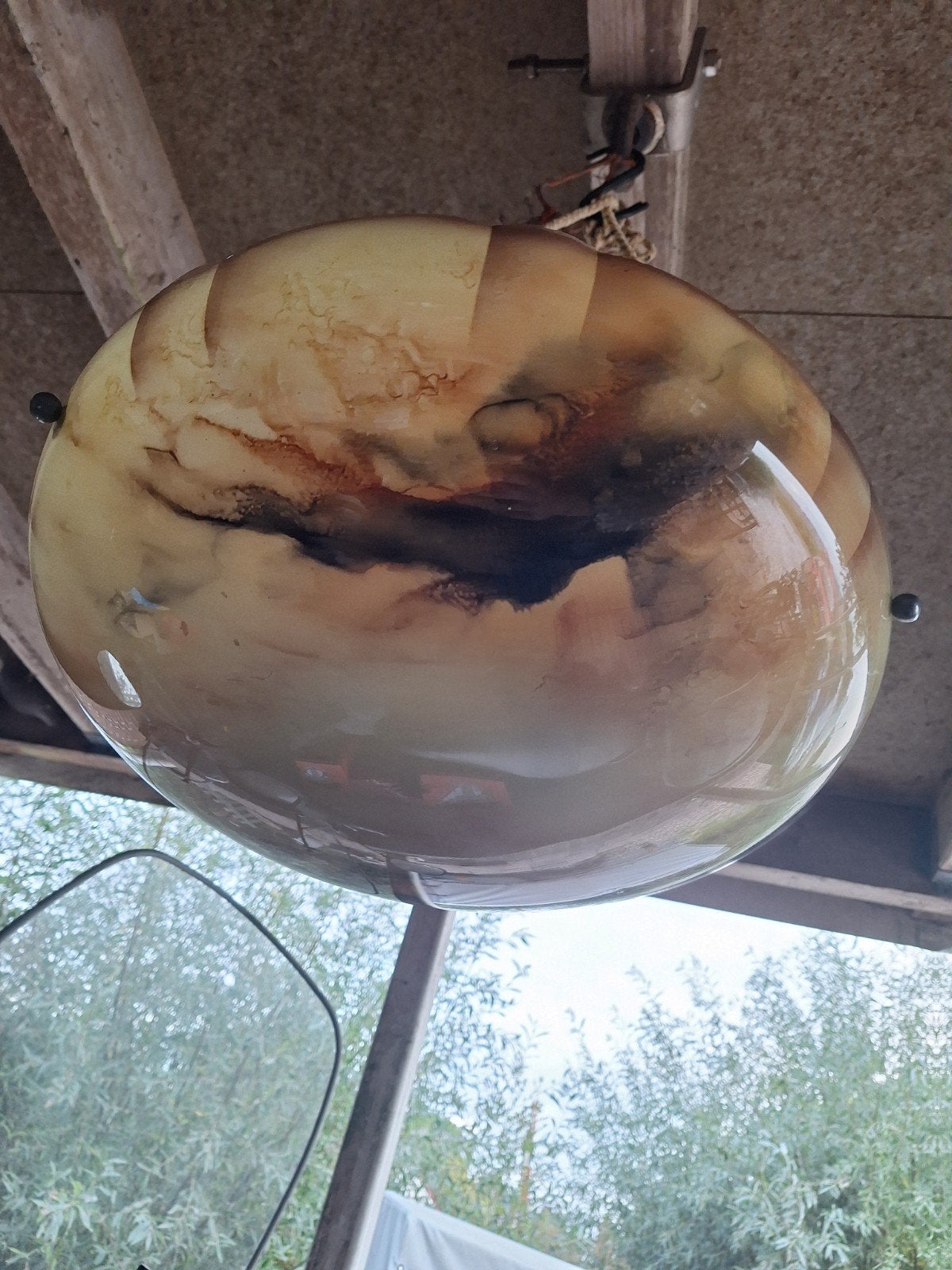 Originele Art Nouveau opaline glazen lamp met bakeliet, Ophalen