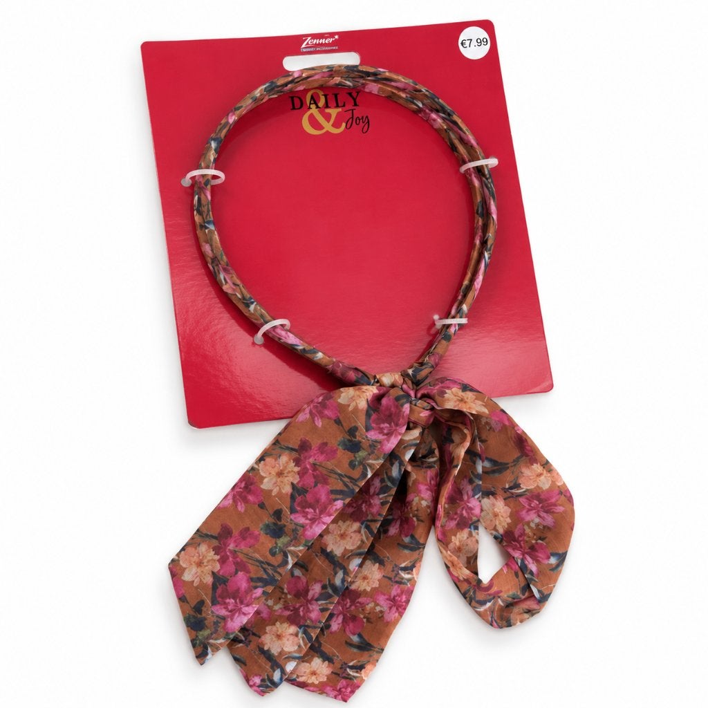 Zenner Daily & Joy haarband met strik – bruine bloemenprint, ., Overige typen, Nieuw, Ophalen of Verzenden