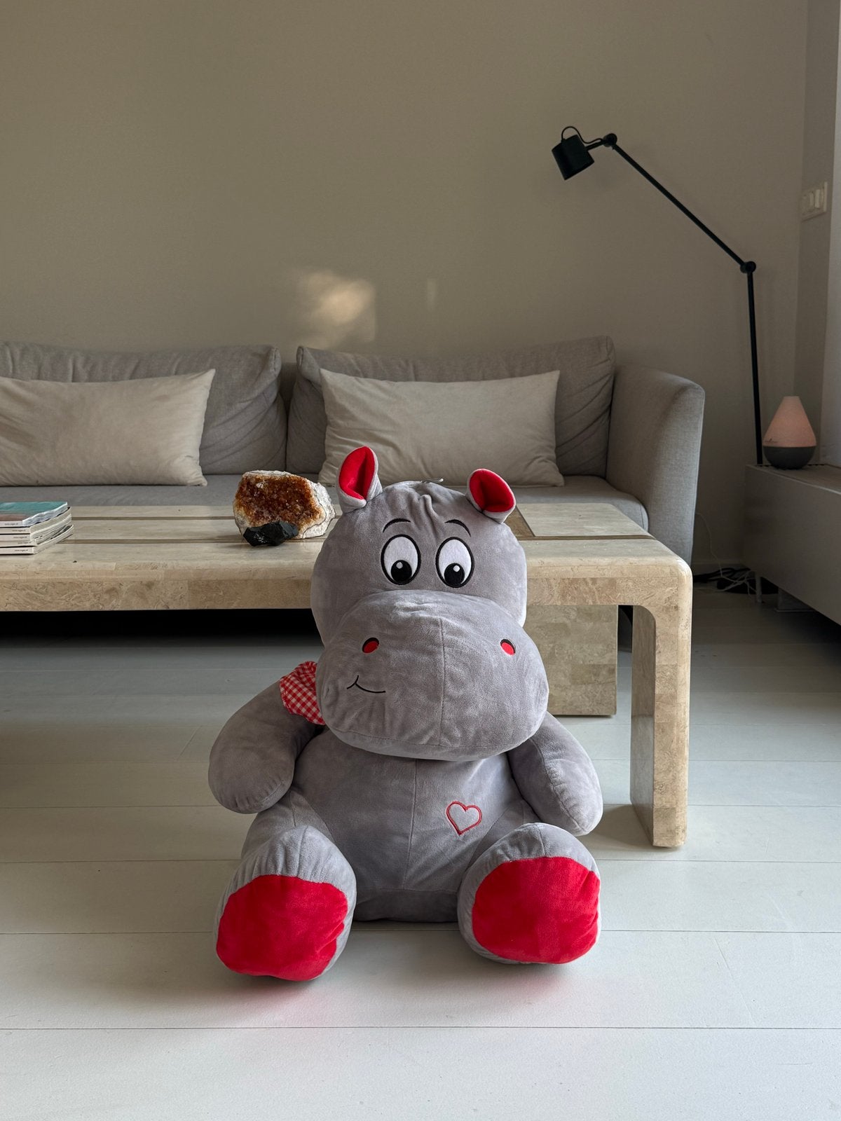 Grote knuffel nijlpaard - Zo goed als nieuw, Ophalen, Overige typen, Grijs, Zo goed als nieuw