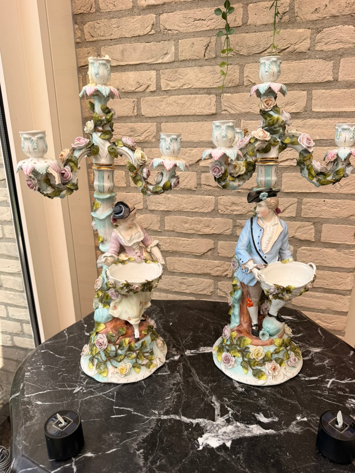 Antiek porseleinen kandelaars sitzendorf, Antiek en Kunst, Ophalen of Verzenden