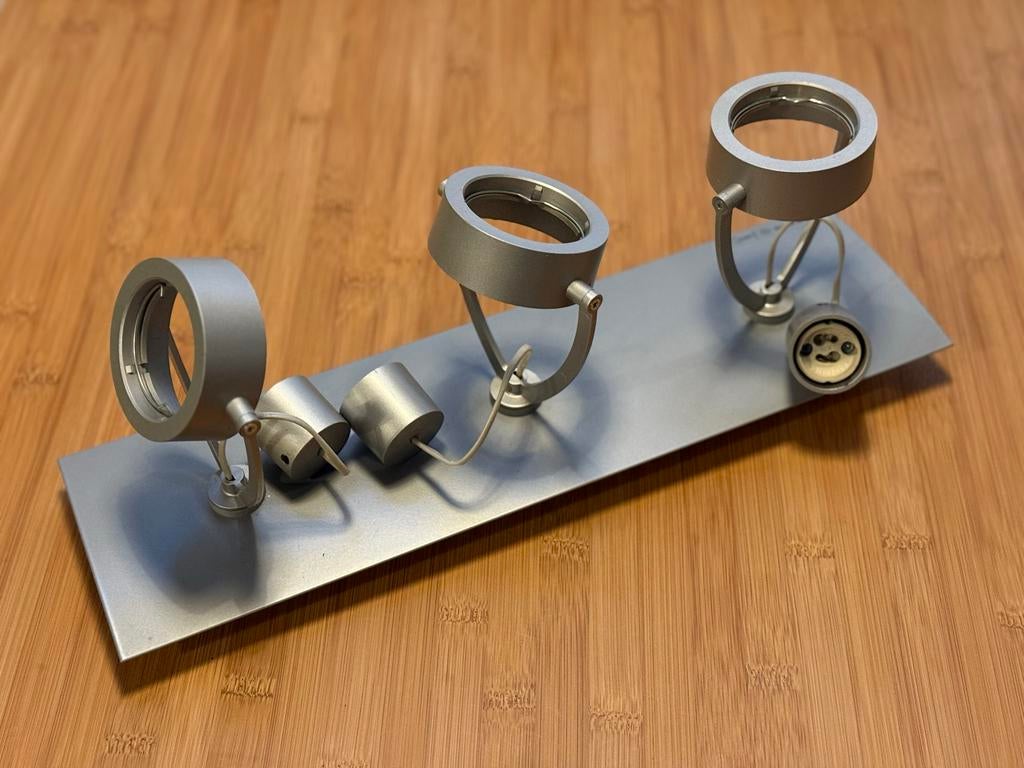 Massive 3x GU10 Plafondspot Modern Design Grijs, Huis en Inrichting, Lampen | Spots, Gebruikt, Plafondspot of Wandspot, Metaal of Aluminium