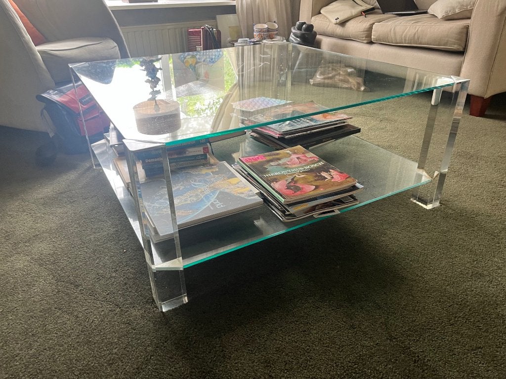 design glazen salontafel, Ophalen, Vierkant, 5 – 50, 100 tot 150 cm