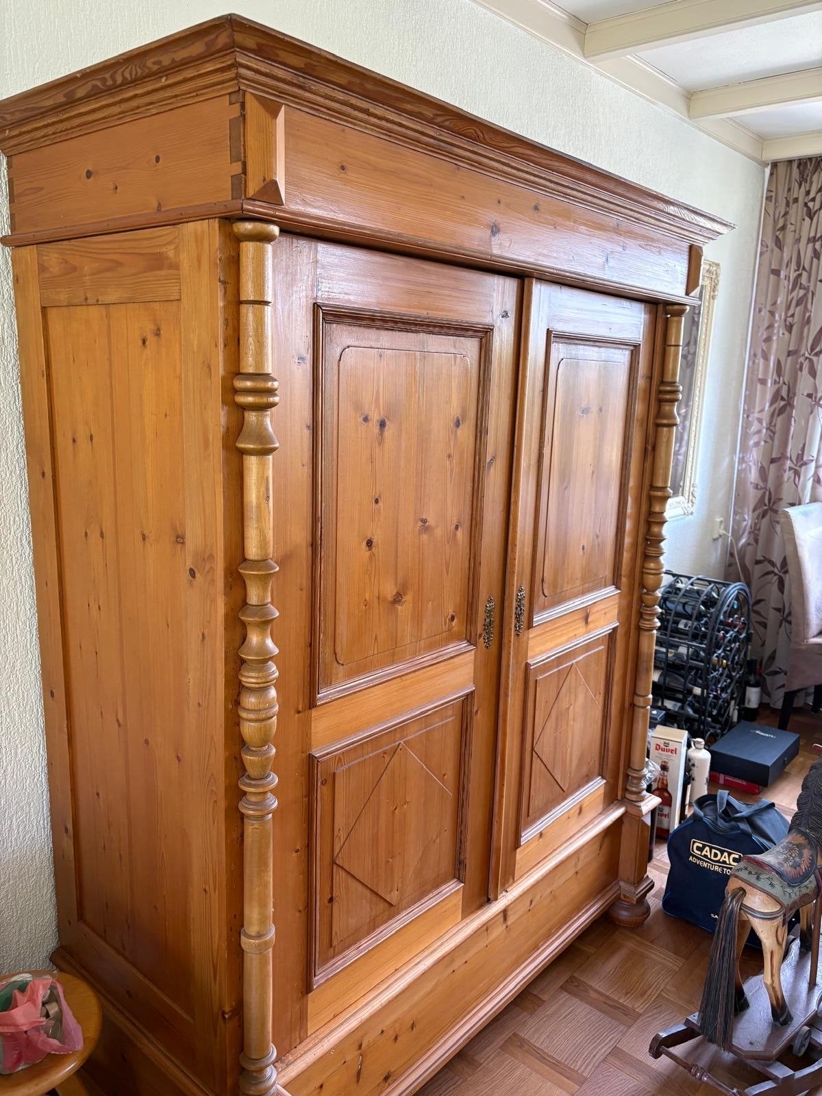 Massief grenen kledingkast/linnenkast - 194x157x60 cm, Huis en Inrichting, Kasten | Kledingkasten, Ophalen, Gebruikt, 100 tot 150 cm