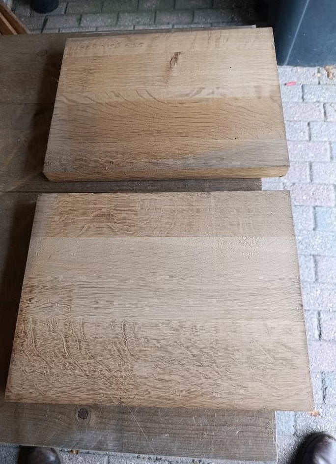 Eiken Bladen en Balken, Doe-het-zelf en Verbouw, Hout en Planken, Ophalen, Eiken, Nieuw, 50 mm of meer
