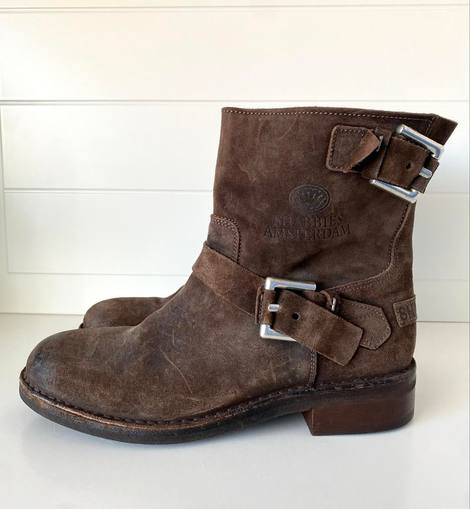 Shabbies Amsterdam leren biker boots – maat 40, Kleding | Dames, Schoenen, Gedragen, Lage of Enkellaarzen, Bruin, Ophalen of Verzenden