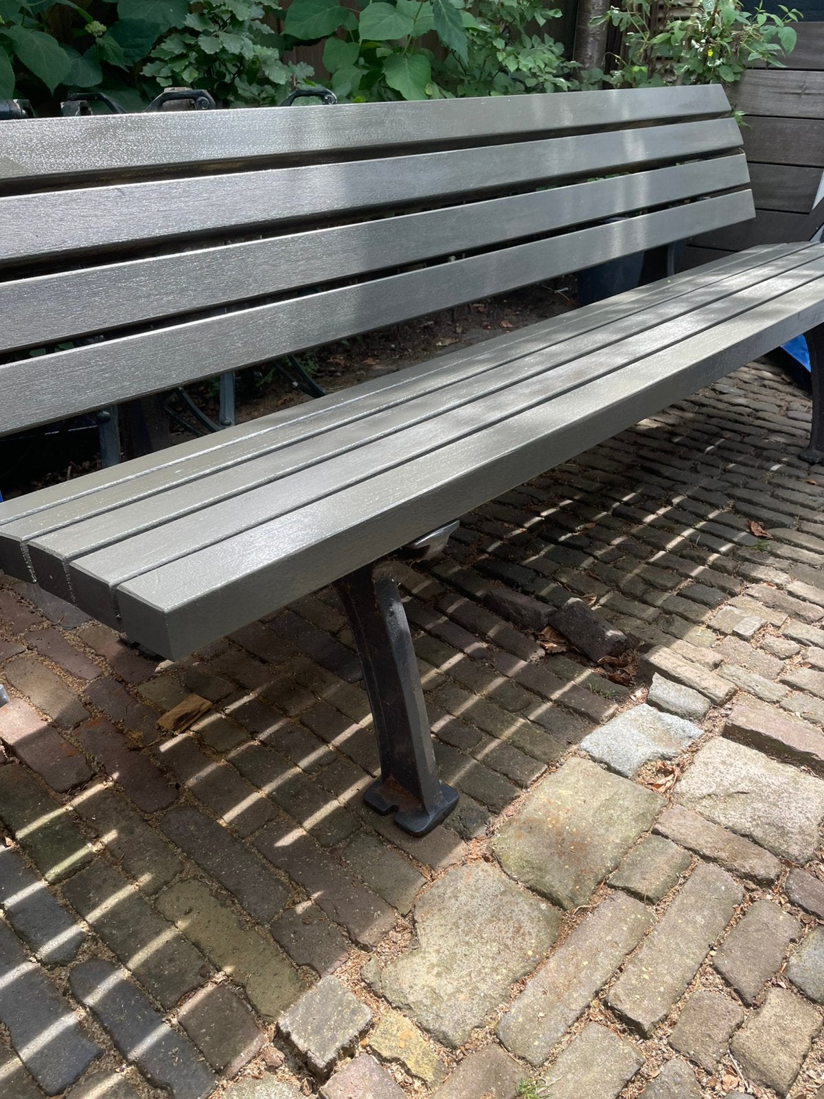 Gietijzeren zware stationsbank tuinbank, Tuin en Terras, Tuinbanken, Ophalen, Gebruikt, Hout
