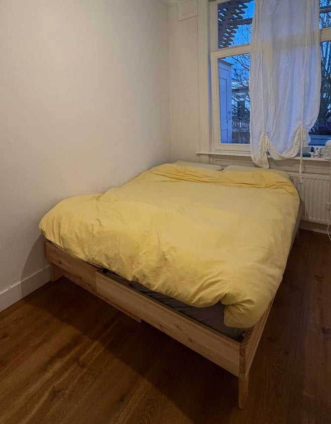 Ikea glamberget bed 160x200, Huis en Inrichting, Wit, Tweepersoons, Ophalen of Verzenden, Zo goed als nieuw